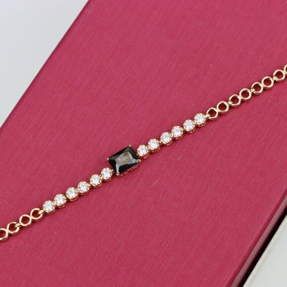 Gold Plated Yellow Bracelet with Black and White Stones, XPBL0630 - Picture 11 of 12